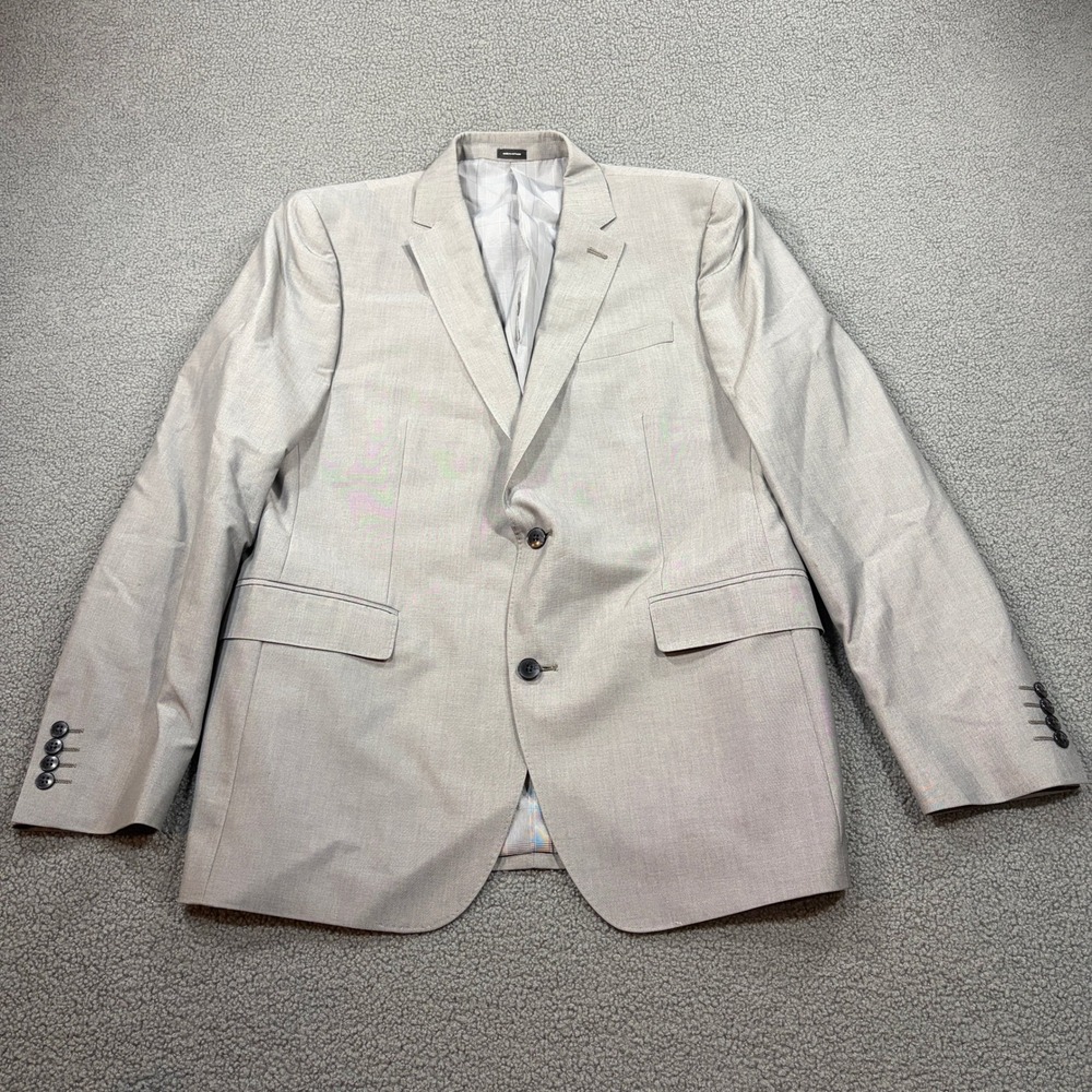 J. Ferrar Suit Jacket Mens 44L Gray JF Slim Fit Two Button Notch Lapel Blazer
